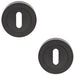 2x Screwless Round Standard Profile Escutcheon Matt Black 52mm Door Key Plate