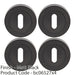 4x Screwless Round Standard Profile Escutcheon Matt Black 52mm Door Key Plate 1