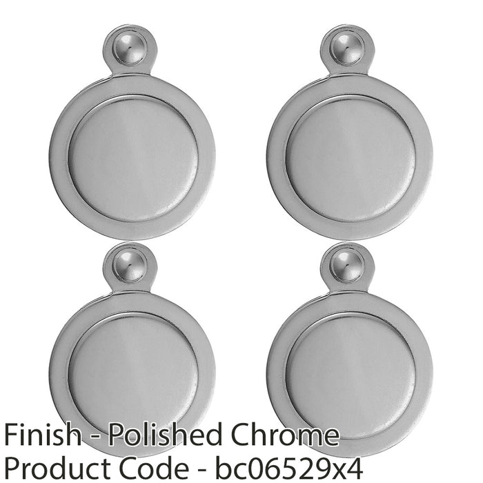 4 PACK 31mm Lock Profile Covered Escutcheon 17.5mm Centres Polished Chrome 1