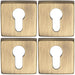 4 PACK Screwless Round EURO Profile Escutcheon Antique Brass 50mm Door Key Plate