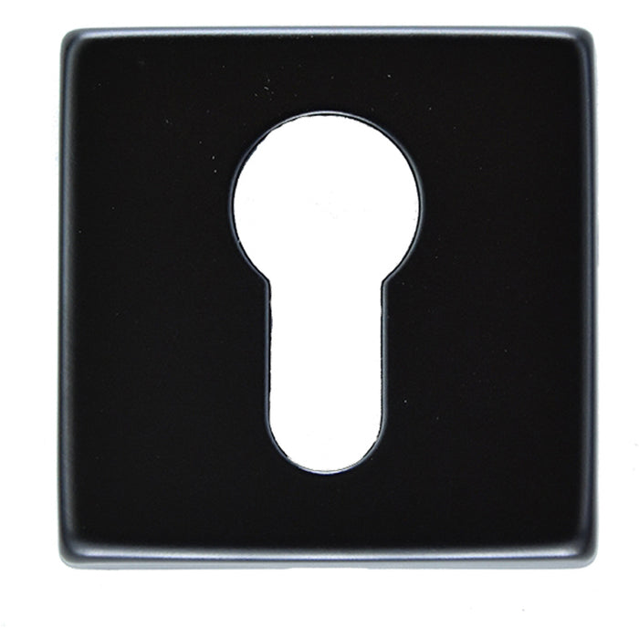 Screwless Round EURO Profile Escutcheon - Matt Black 50mm Door Key Plate