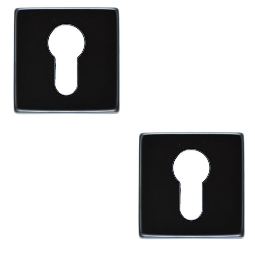 2 PACK Screwless Round EURO Profile Escutcheon Matt Black 50mm Door Key Plate