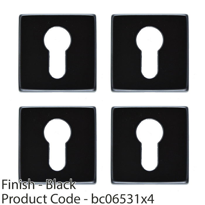 4 PACK Screwless Round EURO Profile Escutcheon Matt Black 50mm Door Key Plate 1