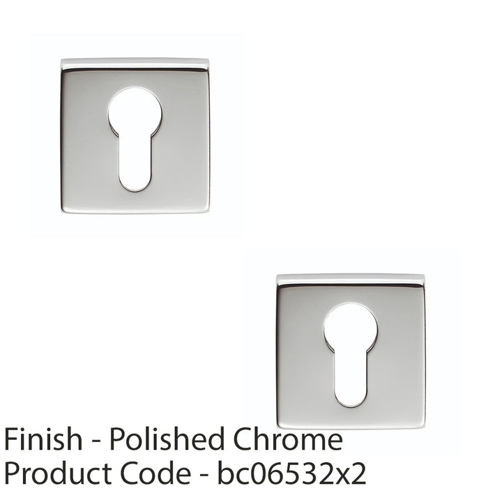 2x Screwless Round EURO Profile Escutcheon Polished Chrome 50mm Door Key Plate 1