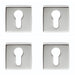 4x Screwless Round EURO Profile Escutcheon Polished Chrome 50mm Door Key Plate