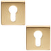 2 PACK Screwless Round EURO Profile Escutcheon Satin Brass 50mm Door Key Plate