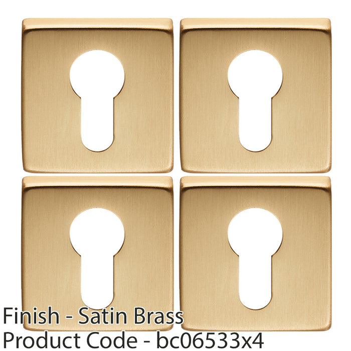 4 PACK Screwless Round EURO Profile Escutcheon Satin Brass 50mm Door Key Plate 1