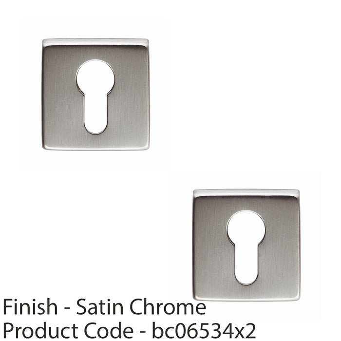 2 PACK Screwless Round EURO Profile Escutcheon Satin Chrome 50mm Door Key Plate 1