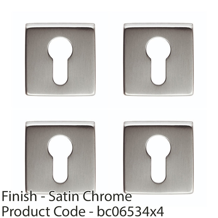 4 PACK Screwless Round EURO Profile Escutcheon Satin Chrome 50mm Door Key Plate 1