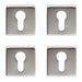 4 PACK Screwless Round EURO Profile Escutcheon Satin Chrome 50mm Door Key Plate