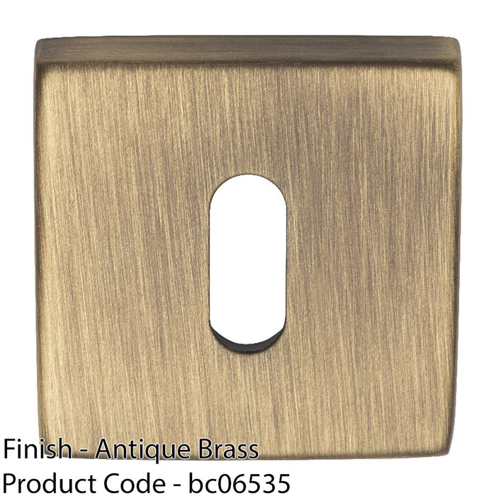 Screwless Square Standard Profile Escutcheon - Antique Brass 50mm Lock Key Plate 1