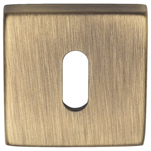 Screwless Square Standard Profile Escutcheon - Antique Brass 50mm Lock Key Plate