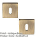 2 PACK Screwless Square Standard Lock Escutcheon Antique Brass 50mm Key Plate 1