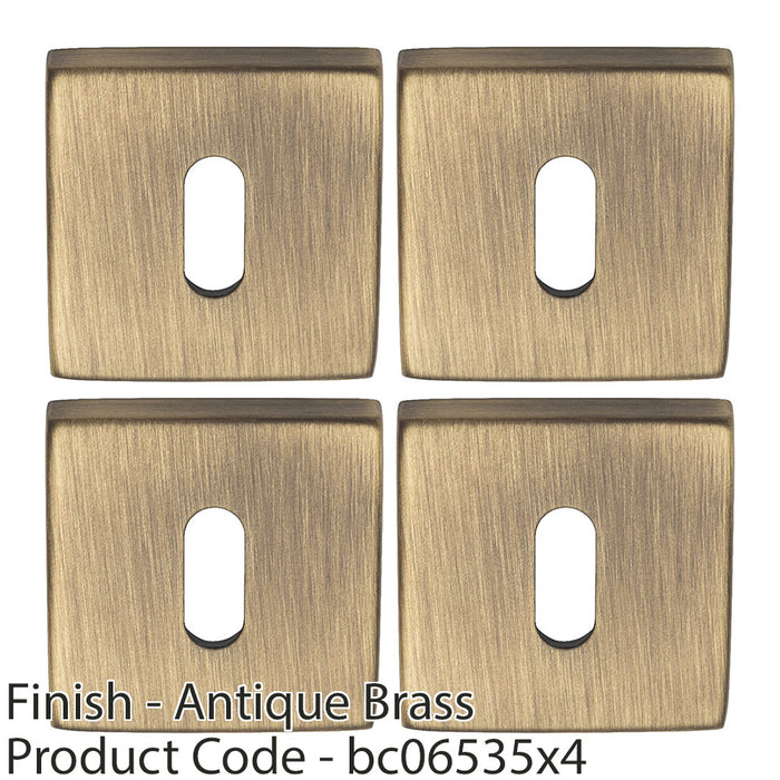 4 PACK Screwless Square Profile Escutcheon Antique Brass 50mm Lock Key Plate 1