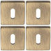 4 PACK Screwless Square Profile Escutcheon Antique Brass 50mm Lock Key Plate