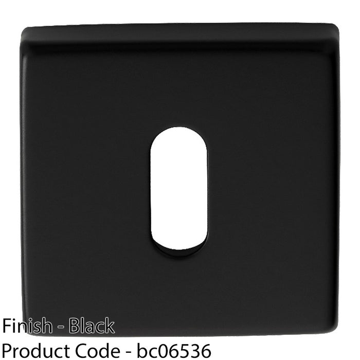 Screwless Square Standard Profile Escutcheon - Matt Black 50mm Lock Key Plate 1