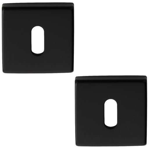 2x Screwless Square Standard Profile Escutcheon Matt Black 50mm Lock Key Plate