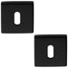 2x Screwless Square Standard Profile Escutcheon Matt Black 50mm Lock Key Plate