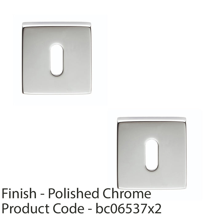 2 PACK Screwless Square Standard Profile Escutcheon Chrome 50mm Lock Key Plate 1