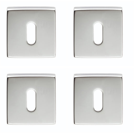 4 PACK Screwless Square Standard Lock Escutcheon Polished Chrome 50mm Key Plate