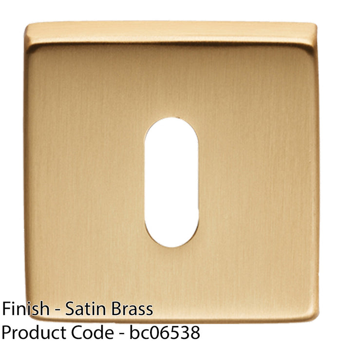 Screwless Square Standard Profile Escutcheon - Satin Brass 50mm Lock Key Plate 1