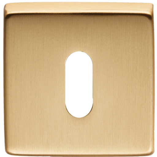 Screwless Square Standard Profile Escutcheon - Satin Brass 50mm Lock Key Plate