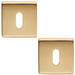 2 PACK Screwless Square Standard Profile Escutcheon Satin Brass 50mm Lock Key