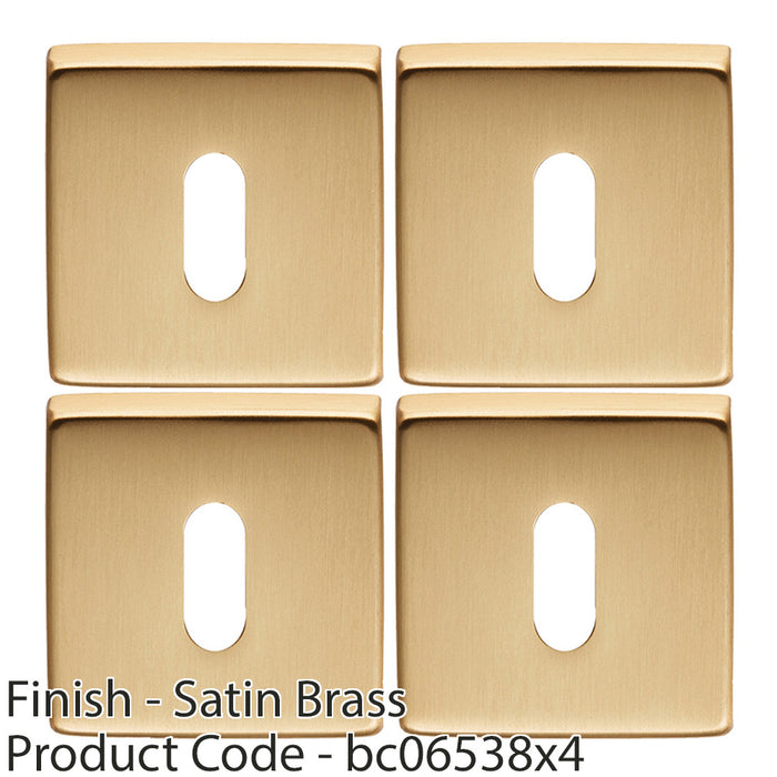 4x Screwless Square Standard Profile Escutcheon Satin Brass 50mm Lock Key Plate 1