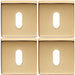 4x Screwless Square Standard Profile Escutcheon Satin Brass 50mm Lock Key Plate