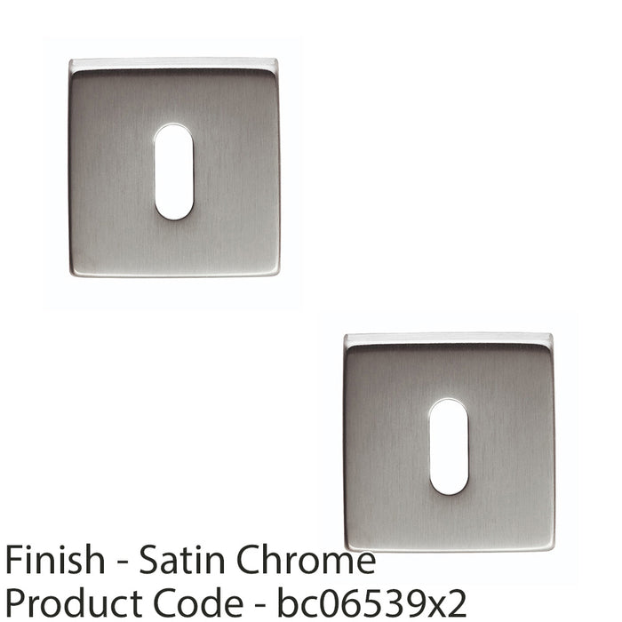 2 PACK Screwless Square Standard Profile Escutcheon Satin Chrome 50mm Key Plate 1