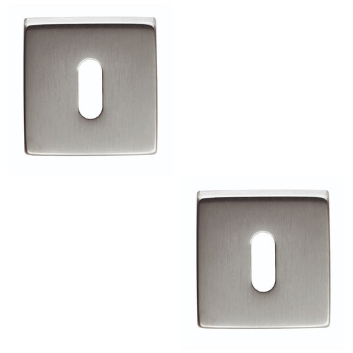 2 PACK Screwless Square Standard Profile Escutcheon Satin Chrome 50mm Key Plate