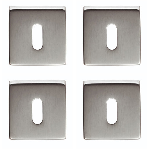 4 PACK Screwless Square Standard Profile Escutcheon Satin Chrome 50mm Key Plate