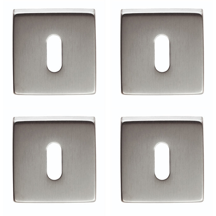 4 PACK Screwless Square Standard Profile Escutcheon Satin Chrome 50mm Key Plate