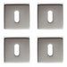 4 PACK Screwless Square Standard Profile Escutcheon Satin Chrome 50mm Key Plate