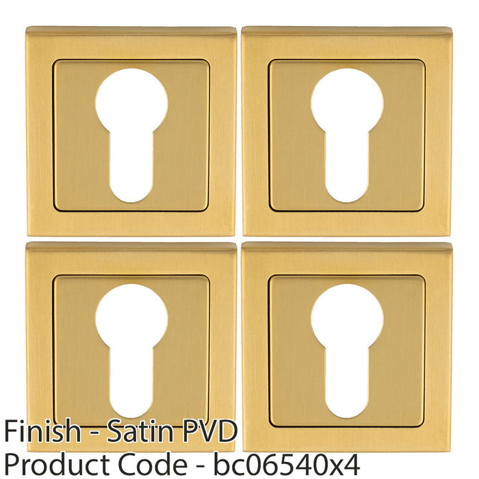 4 PACK Screwless Round EURO Profile Escutcheon Satin PVD 52mm Door Key Plate 1