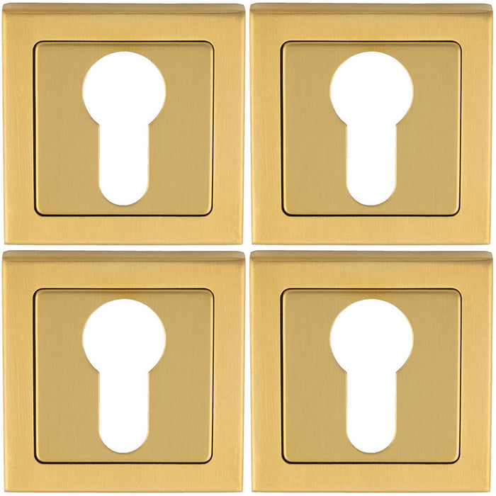 4 PACK Screwless Round EURO Profile Escutcheon Satin PVD 52mm Door Key Plate