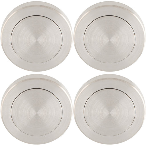 4 PACK Screwless Round Blank Escutcheon Cover Satin Steel 50mm Door Key Plate