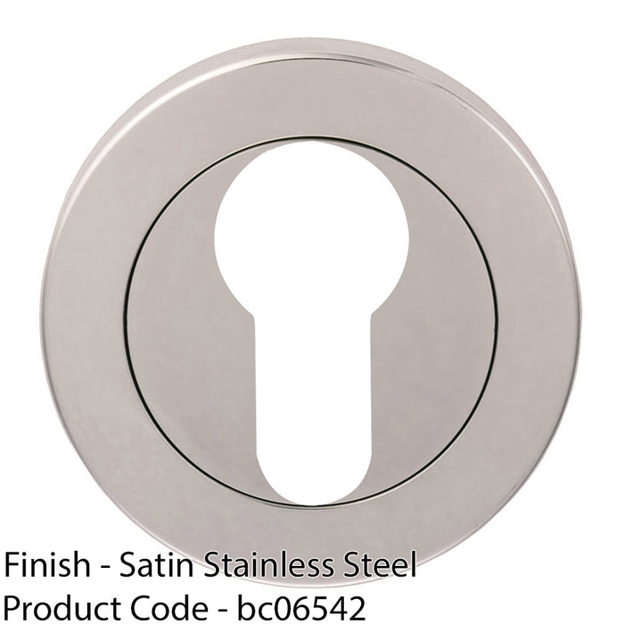 Screwless Round EURO Profile Escutcheon - Grade 316 Satin Steel 50mm Door Plate 1