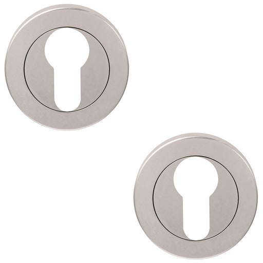 2 PACK Screwless Round EURO Escutcheon Grade 316 Satin Steel 50mm Door Plate