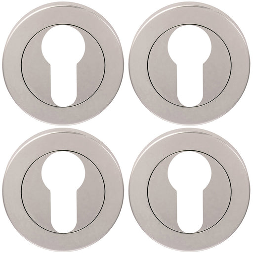 4 PACK Screwless Round EURO Profile Escutcheon 316 Satin Steel 50mm Door Plate