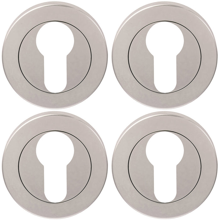 4 PACK Screwless Round EURO Profile Escutcheon 316 Satin Steel 50mm Door Plate