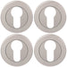 4 PACK Screwless Round EURO Profile Escutcheon 316 Satin Steel 50mm Door Plate