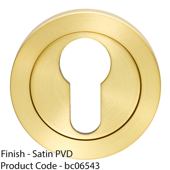 Screwless Round EURO Profile Escutcheon - Satin PVD 52mm Key Cover Plate 1