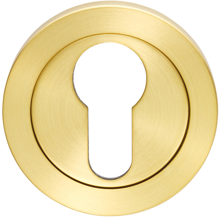 Screwless Round EURO Profile Escutcheon - Satin PVD 52mm Key Cover Plate