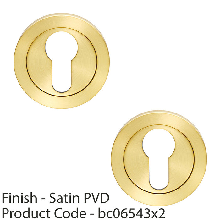 2 PACK Screwless Round EURO Profile Escutcheon Satin PVD 52mm Key Cover Plate 1