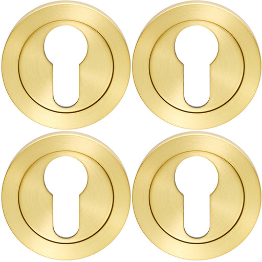 4 PACK Screwless Round EURO Profile Escutcheon Satin PVD 52mm Key Cover Plate