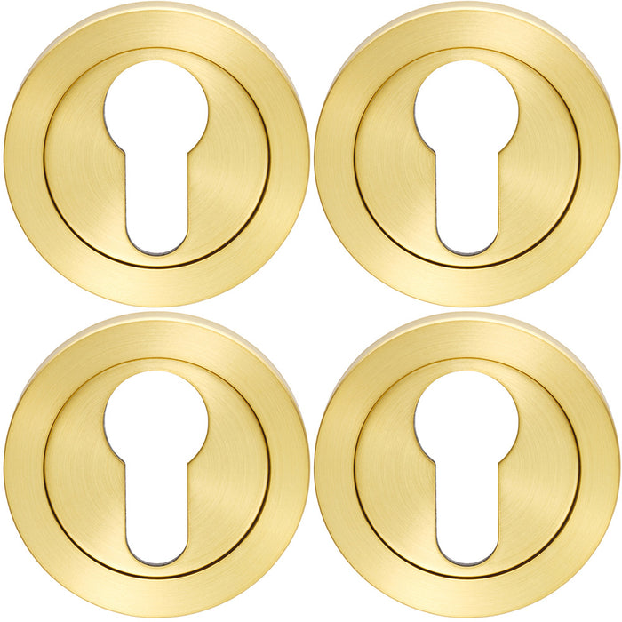 4 PACK Screwless Round EURO Profile Escutcheon Satin PVD 52mm Key Cover Plate