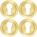 4 PACK Screwless Round EURO Profile Escutcheon Satin PVD 52mm Key Cover Plate