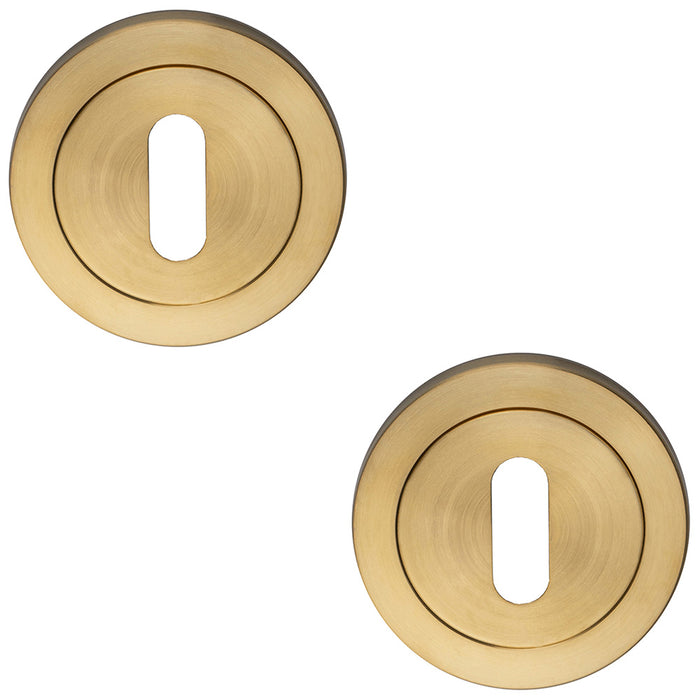 2 PACK Screwless Round Standard Lock Profile Escutcheon Satin PVD 52mm Key Cover