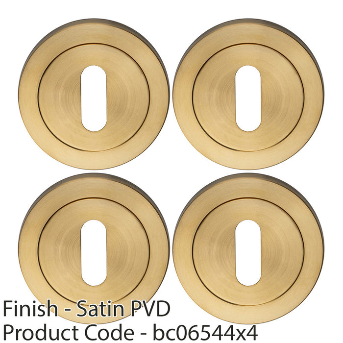 4 PACK Screwless Round Lock Profile Escutcheon Satin PVD 52mm Key Cover Plate 1